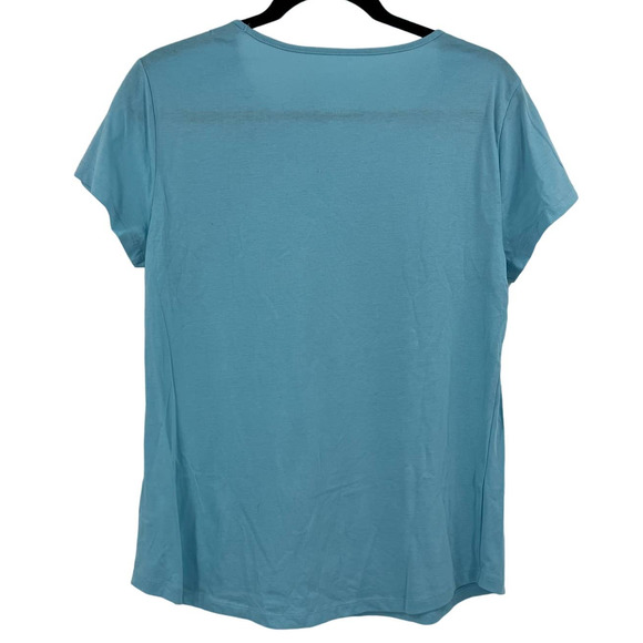 Charter Club Light Blue Cap Sleeve Tshirt V Neckline Women's Medium NEW NWT - Picture 2 of 7